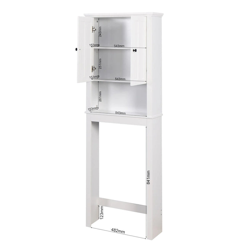 Meuble de rangement de salle de bain au-dessus des toilettes - 60 x 19,6 x 171 cm, Blanc