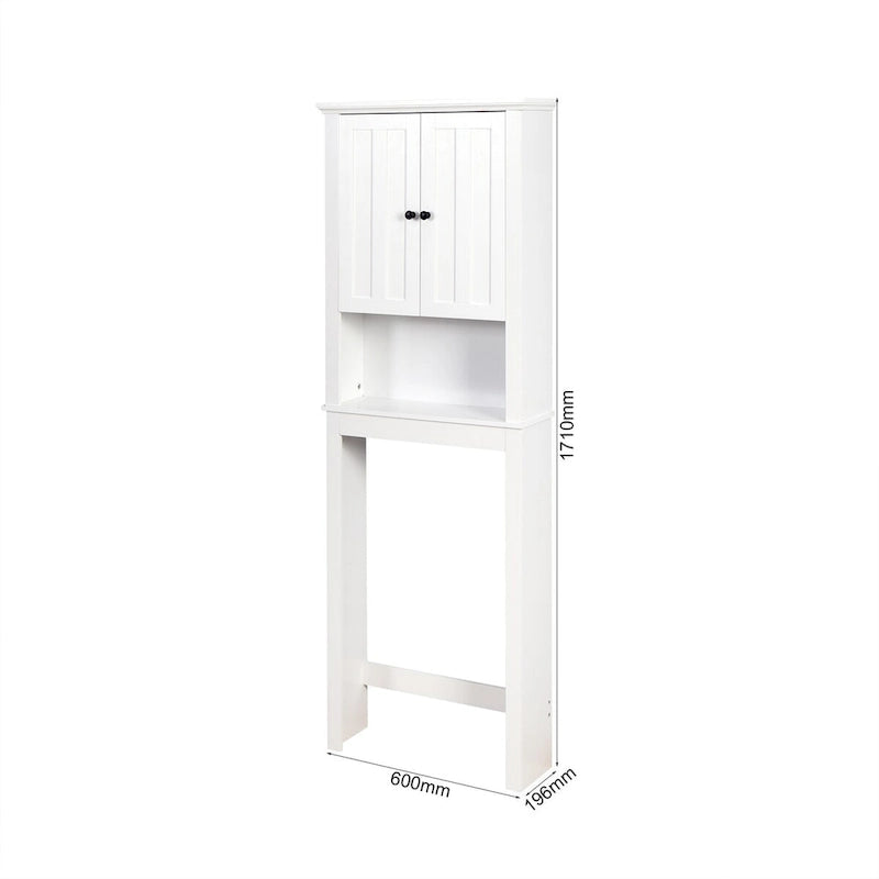 Meuble de rangement de salle de bain au-dessus des toilettes - 60 x 19,6 x 171 cm, Blanc