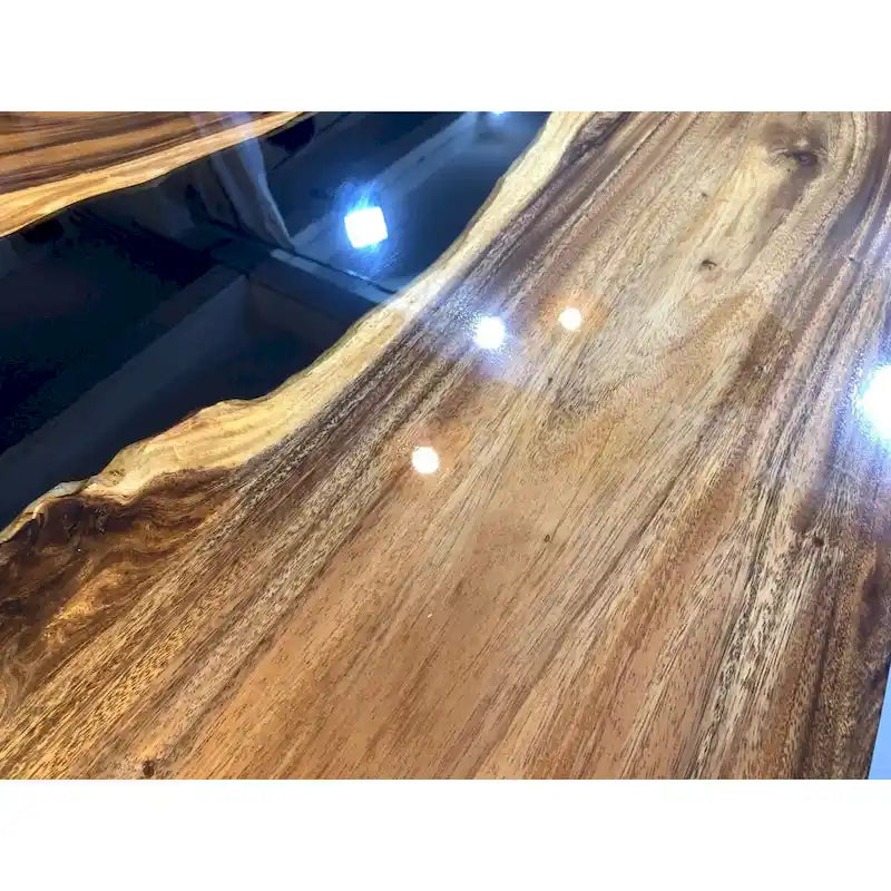Table de salle à manger en bois massif et résine époxy de 90 pouces