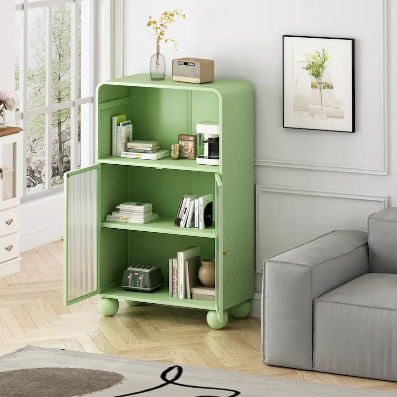Meuble de rangement sur pied avec porte vitrée