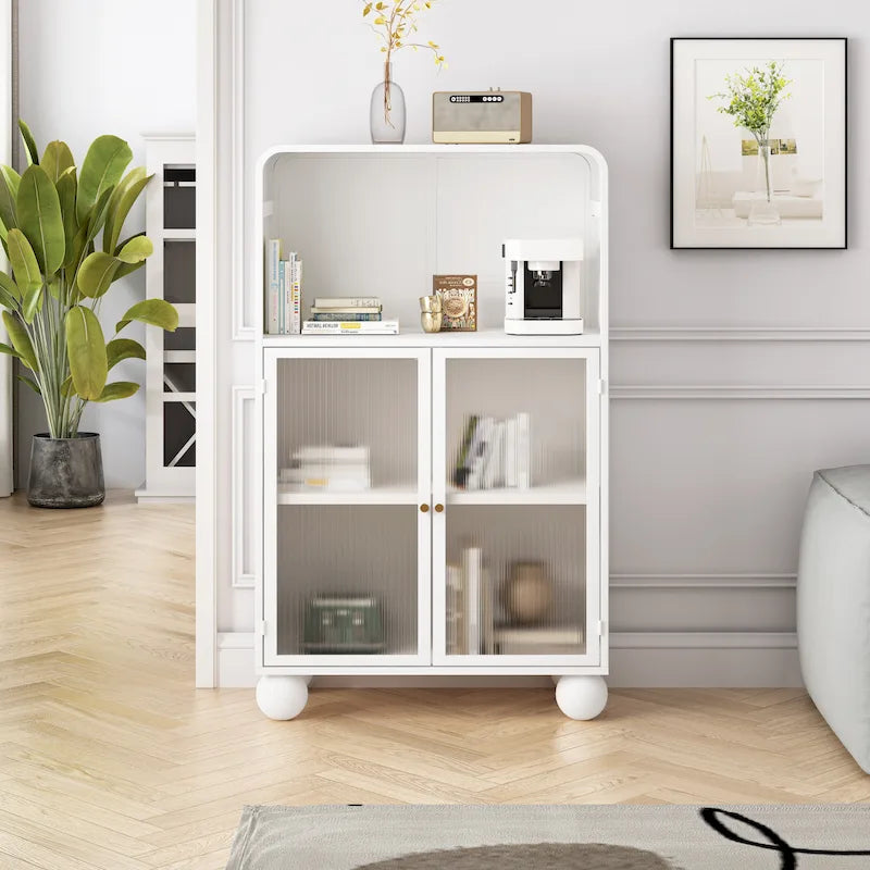 Meuble de rangement sur pied avec porte vitrée