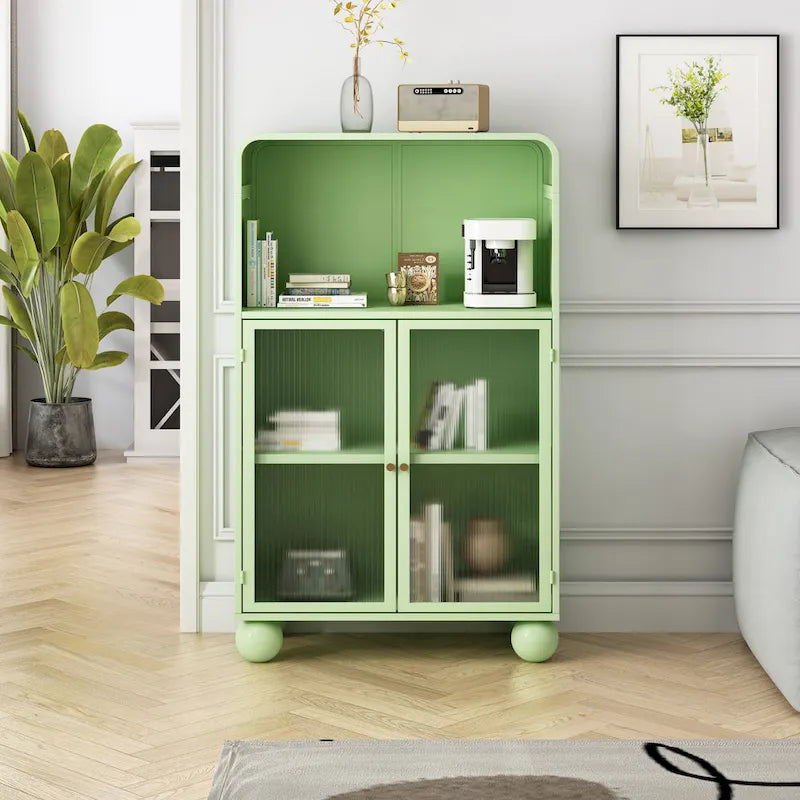 Meuble de rangement sur pied avec porte vitrée