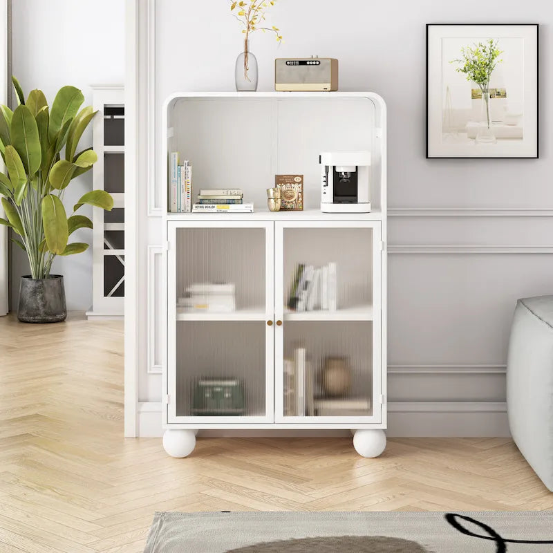 Meuble de rangement sur pied avec porte vitrée