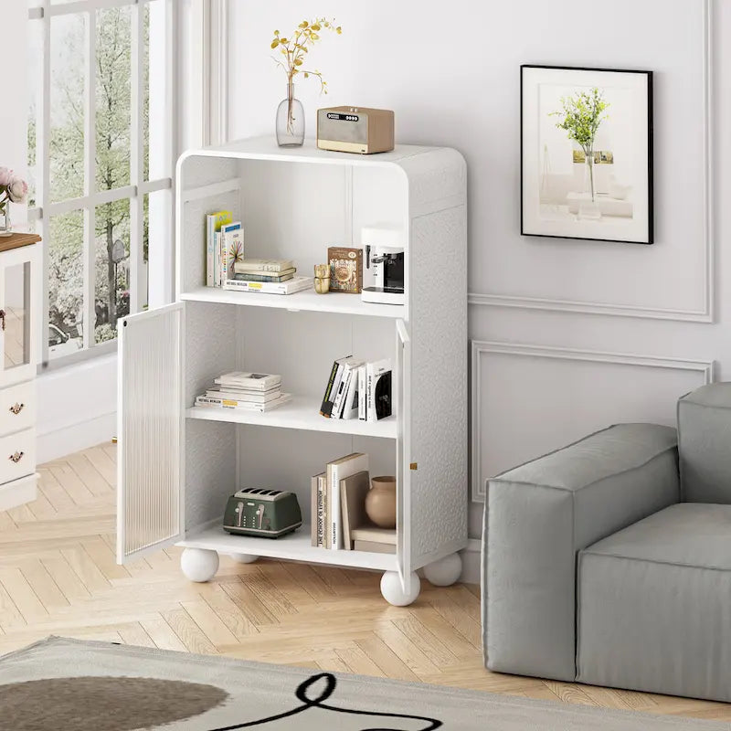 Meuble de rangement sur pied avec porte vitrée