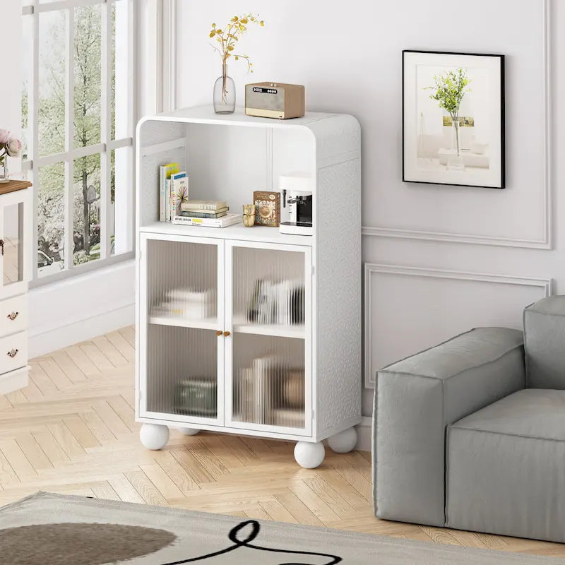 Meuble de rangement sur pied avec porte vitrée