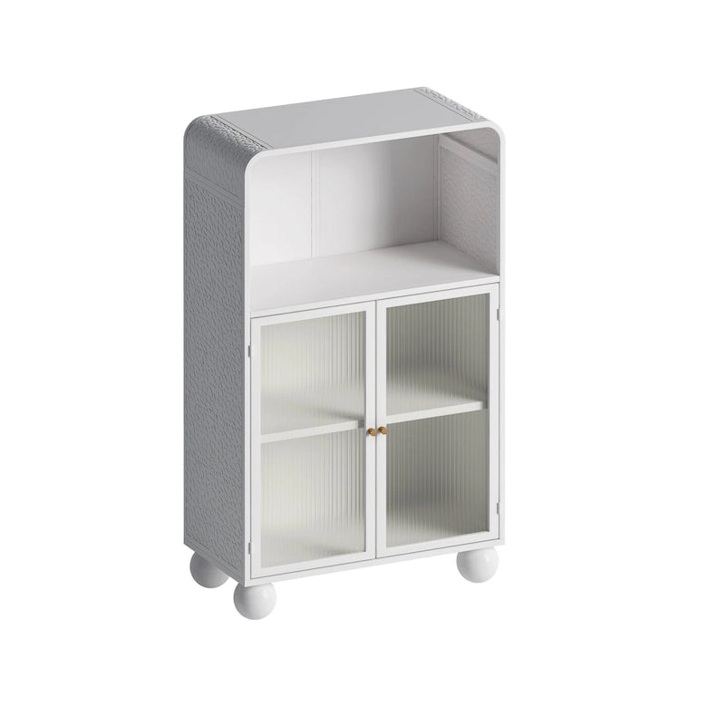 Meuble de rangement sur pied avec porte vitrée