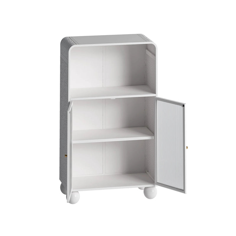 Meuble de rangement sur pied avec porte vitrée