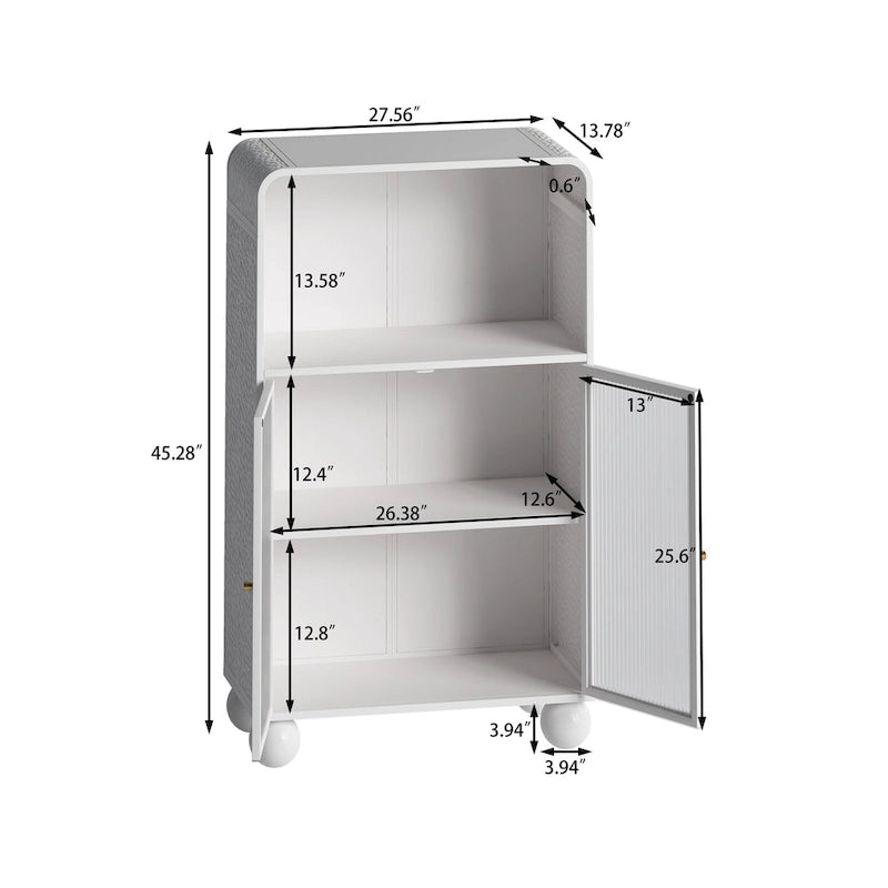 Meuble de rangement sur pied avec porte vitrée