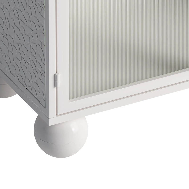Meuble de rangement sur pied avec porte vitrée