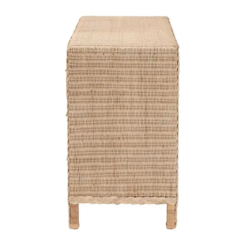 Commode Japandi en rotin et bois à 6 tiroirs