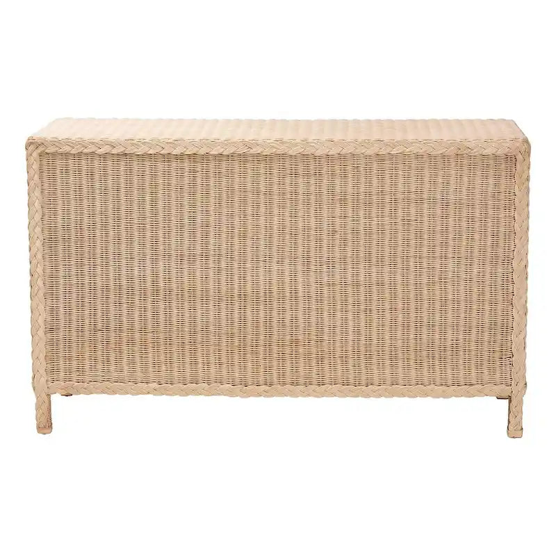 Commode Japandi en rotin et bois à 6 tiroirs