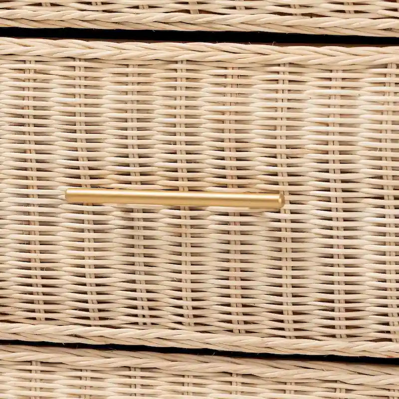 Commode Japandi en rotin et bois à 6 tiroirs