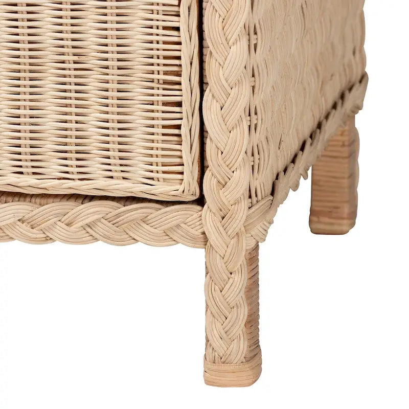 Commode Japandi en rotin et bois à 6 tiroirs